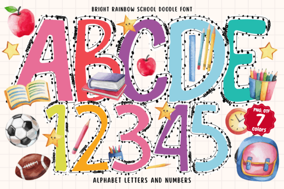 Infuse Joyful Energy into Your Designs with Bright Rainbow School Doodle